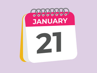 january 21 calendar reminder. 21 january daily calendar icon template. Calendar 21 january icon Design template. Vector illustration
