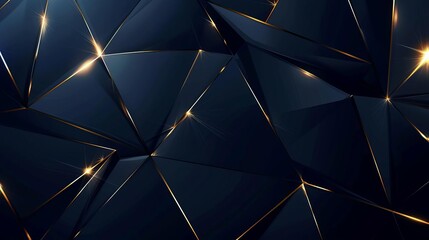 elegant dark blue background with luxurious golden triangle pattern and illuminated lines abstract design