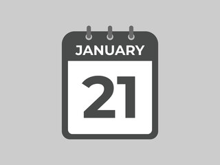 january 21 calendar reminder. 21 january daily calendar icon template. Calendar 21 january icon Design template. Vector illustration
