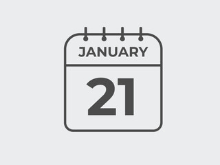 january 21 calendar reminder. 21 january daily calendar icon template. Calendar 21 january icon Design template. Vector illustration

