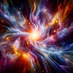 Fototapeta premium Mystic Mirage featuring abstract colorful shapes swirling and converging in a surreal display of vibrant hues and dynamic patterns