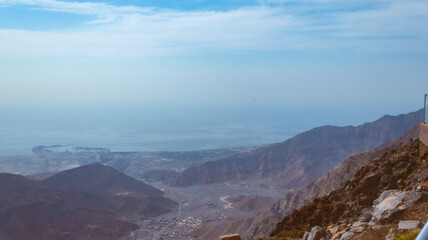 Jebel jais mountain, Majestic Rocky Mountains Under Clear Blue Sky During a Sunny Day