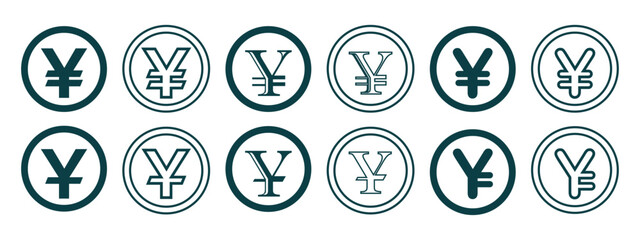 yen currency icon set, simple and editable design, vector eps 10.