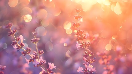 banner close-up purple flowers lavender, illuminated by the sun, blossom, concept summer