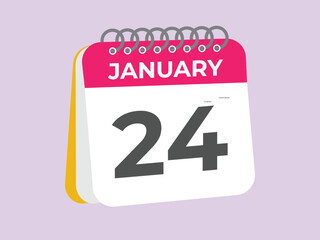 january 24 calendar reminder. 24 january daily calendar icon template. Calendar 24 january icon Design template. Vector illustration
