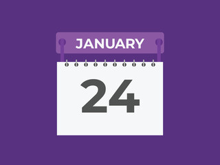 january 24 calendar reminder. 24 january daily calendar icon template. Calendar 24 january icon Design template. Vector illustration
