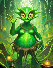 green alien monster