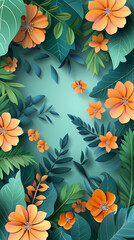 Paper cut spring flowers .Colorful Floral Bouquet Amidst Lush Garden