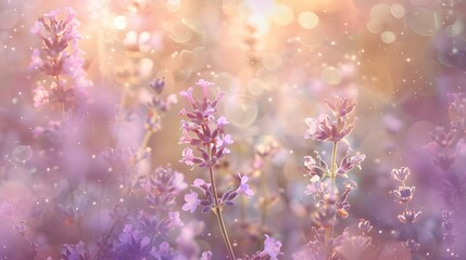 banner close-up purple flowers lavender, illuminated by the sun, blossom, concept summer
