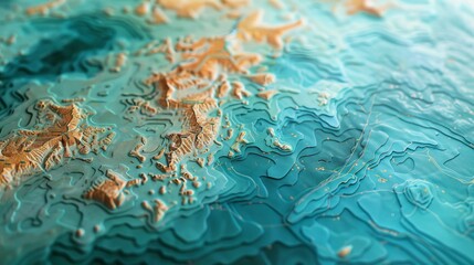 Detailed nautical chart showcasing sea depths and navigation paths in vibrant colors