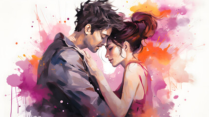 vibrant watercolor illustration of a lover.