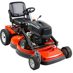 Redlawn mower on isolated transparent background