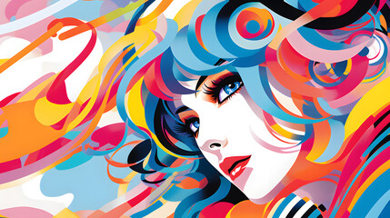 Digital colorful abstract expressionism geometric pattern texture graphic poster background