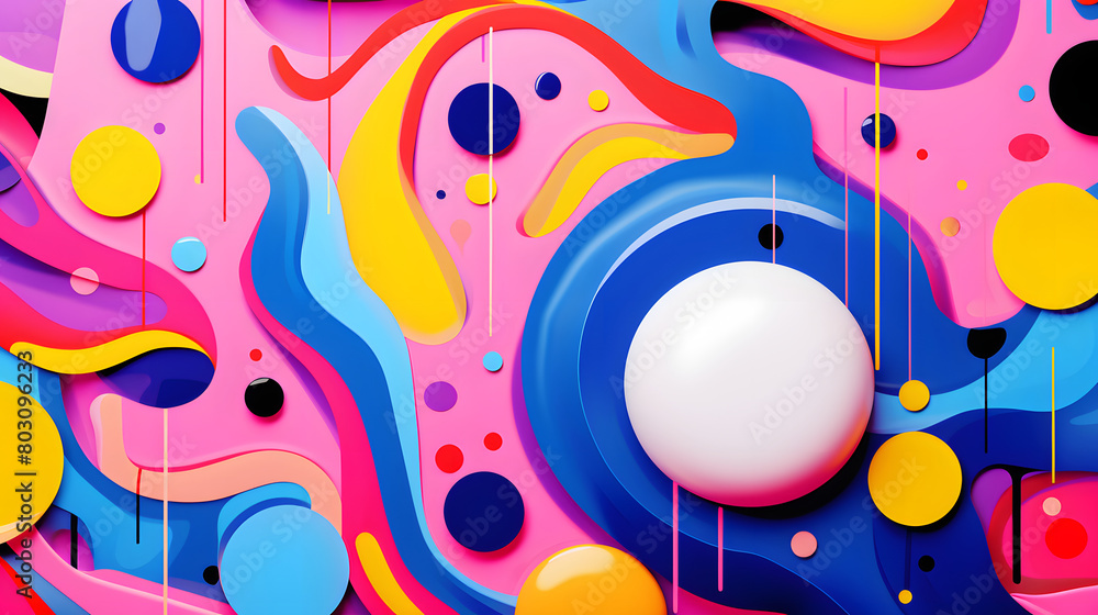 Fototapete Digital colorful abstract expressionism geometric pattern texture graphic poster background