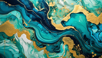 Beautiful marble pattern with swirling green and gold hues. Natural material. Vibrant background.
