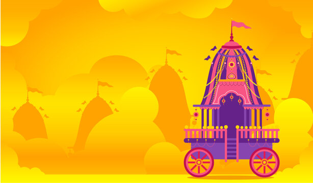 Flat rath yatra banner background yellow and orange illustration