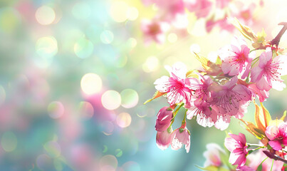 Spring Blossom - A Vibrant Display of  Colorful Flowers  with Bokeh Background