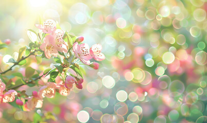 Spring Blossom - A Vibrant Display of  Colorful Flowers  with Bokeh Background