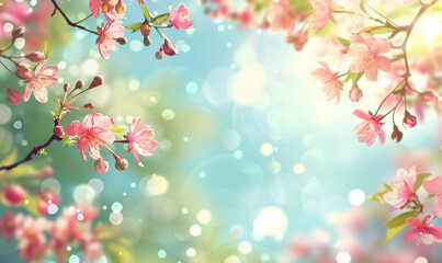 Spring Blossom - A Vibrant Display of  Colorful Flowers  with Bokeh Background