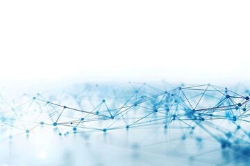 Abstract blue network background with connected dots and lines on a white background, technology concept for digital communication, National Geographic photo, cinematic shot in the style of National 