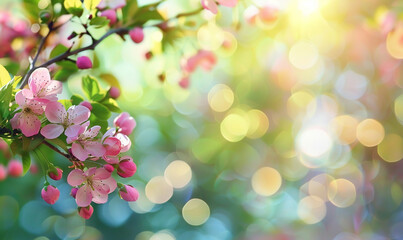 Spring Blossom - A Vibrant Display of  Colorful Flowers  with Bokeh Background