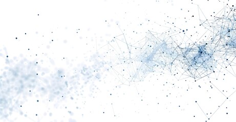 Obraz premium Abstract technology background with a network connection of dots and lines, blue on a white background vector illustration, 8k, white background, simple design, flat colors, no shadows, in the style o