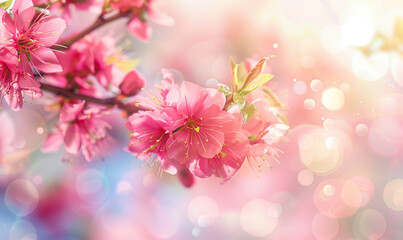 Spring Blossom - A Vibrant Display of  Colorful Flowers  with Bokeh Background