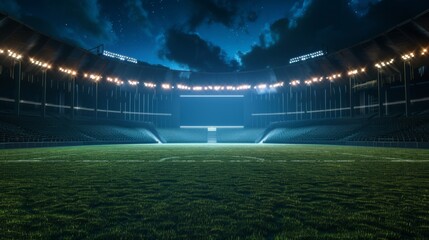 An Empty Stadium at Nighttime