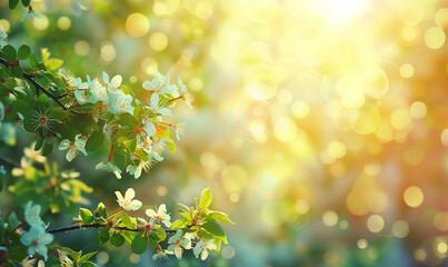 Obraz premium Spring Blossom - A Vibrant Display of Colorful Flowers with Bokeh Background