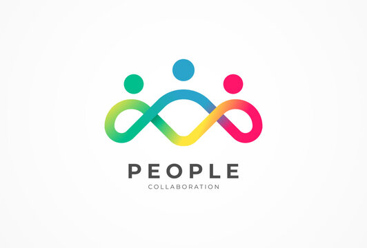 People logo design, Community human Logo with gradient color, people logo design template design element, vector illustration