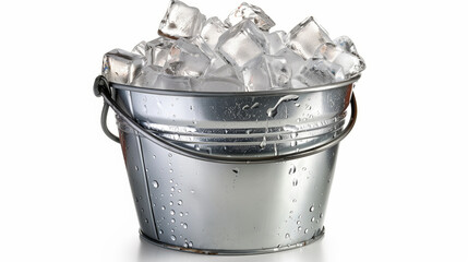 bucket of ice isolated on white background