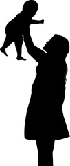 Vector illustration silhouettes of family on a white background