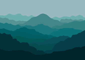 Mountains panorama for background. Vector illustration in flat style.