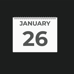 january 26 calendar reminder. 26 january daily calendar icon template. Calendar 26 january icon Design template. Vector illustration

