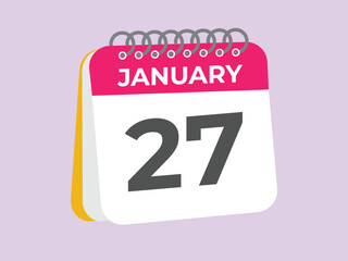 january 27 calendar reminder. 27 january daily calendar icon template. Calendar 27 january icon Design template. Vector illustration
