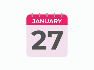 january 27 calendar reminder. 27 january daily calendar icon template. Calendar 27 january icon Design template. Vector illustration
