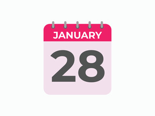 january 28 calendar reminder. 28 january daily calendar icon template. Calendar 28 january icon Design template. Vector illustration
