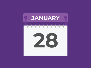 january 28 calendar reminder. 28 january daily calendar icon template. Calendar 28 january icon Design template. Vector illustration
