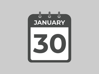 january 30 calendar reminder. 30 january daily calendar icon template. Calendar 30 january icon Design template. Vector illustration
