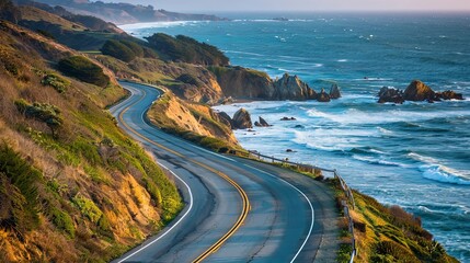 Scenic drive: A winding coastal road hugging the shoreline, offering drivers breathtaking views around every bend.