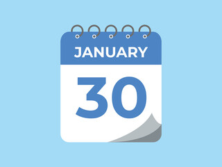 january 30 calendar reminder. 30 january daily calendar icon template. Calendar 30 january icon Design template. Vector illustration
