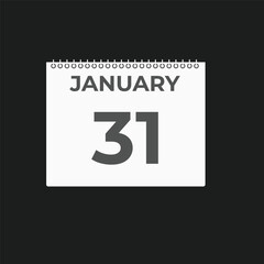 january 31 calendar reminder. 31 january daily calendar icon template. Calendar 31 january icon Design template. Vector illustration
