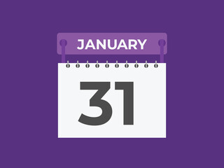 january 31 calendar reminder. 31 january daily calendar icon template. Calendar 31 january icon Design template. Vector illustration
