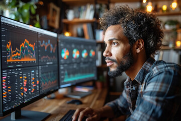 A skilled data scientist analyzing big data to uncover insights and trends, their expertise and statistical modeling driving informed decision-making and business innovation