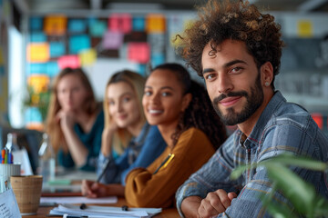 A group of digital marketers brainstorming creative campaigns in a collaborative workspace, their innovative ideas and data-driven approach driving engagement and conversions