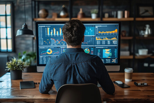 A skilled business intelligence analyst visualizing data insights to inform decision-making, their expertise and storytelling skills translating complex information into actionable