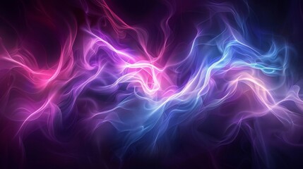 Abstract purple and blue background with glowing waves, perfect for creating elegant design elements or a modern banner. The dark color scheme adds depth to the curves of light