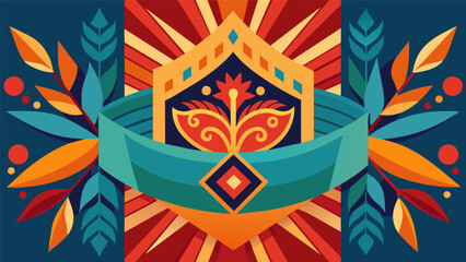 Fototapeta premium A closeup of a banner being painted with intricate patterns and bold colors representing the resilience and strength of the community.. Vector illustration
