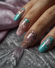 Art of Nail Decoration Comprising Various Colors, Patterns, and Designs.