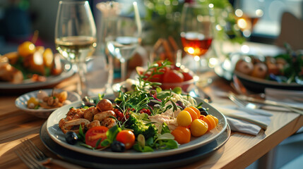 healthy meal on table in restaurant